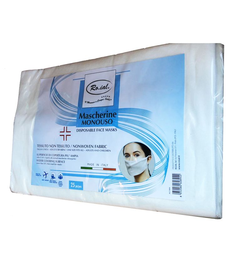 Ro.ial. MASCHERINA  MONOUSO TNT tessuto non Tessuto taglia unica – 25pz