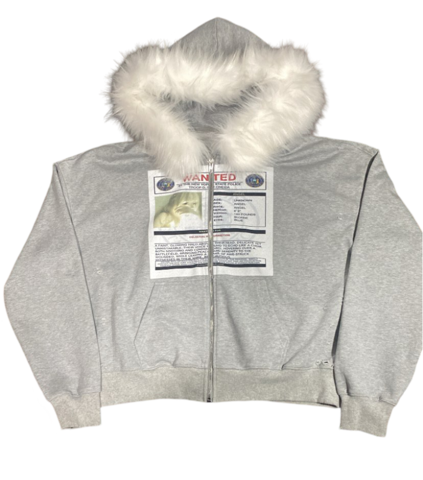 &quot;Wanted Angel&quot; Fur Zip Up Hoodie