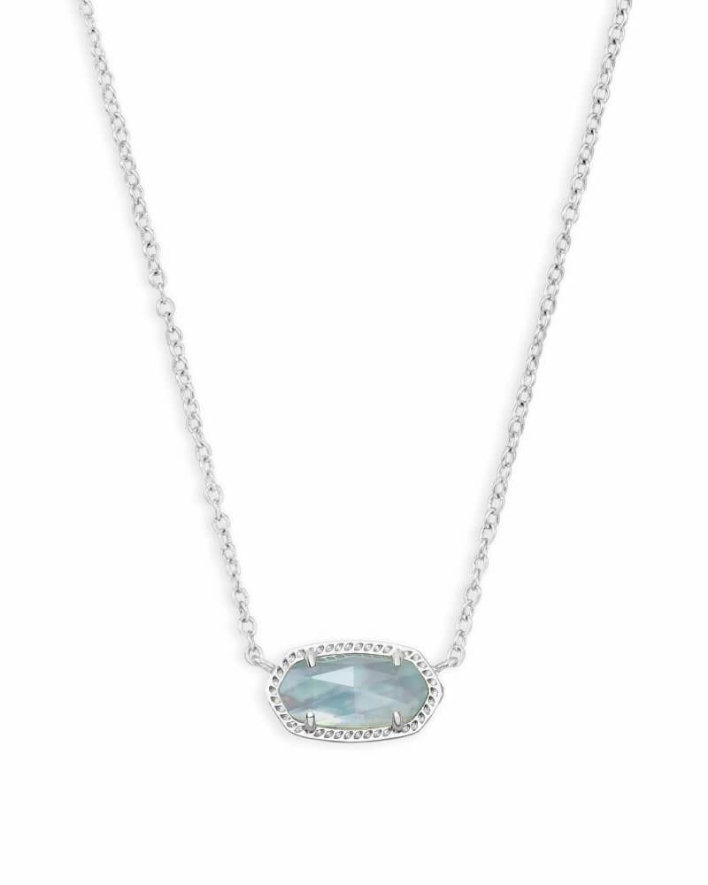 Elisa Silver Pendant Necklace In Light Blue Illusion