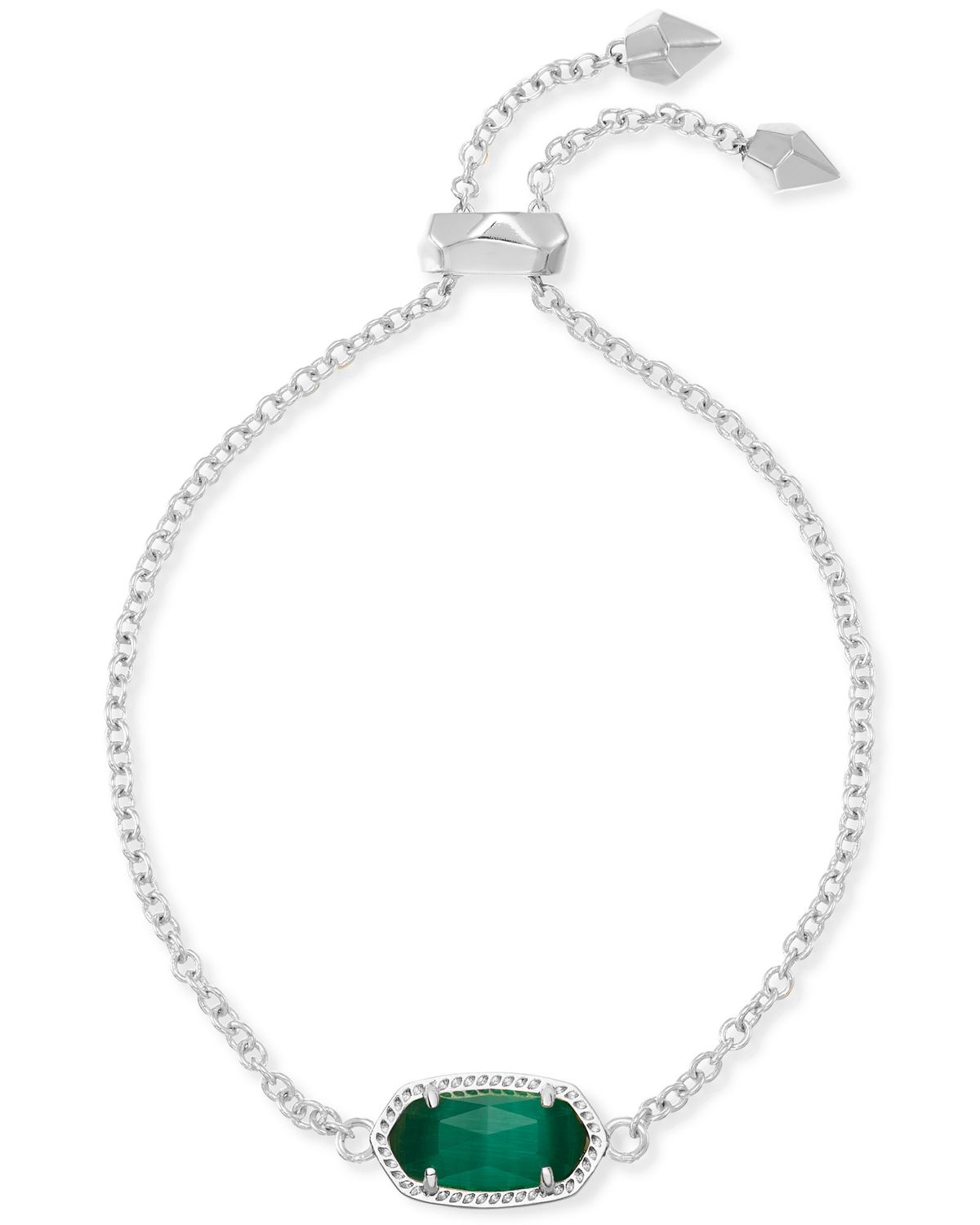 ELAINA BRACELET RHODIUM EMERALD CATS EYE