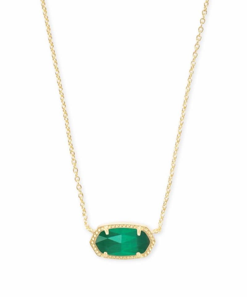 Elisa Necklace Gold Emerald Cats Eye