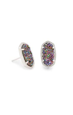 ELLIE EARRING RHODIUM MULTI DRUSY