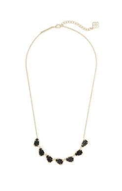 SUSANNA MULTI STONE NECKLACE GOLD BLACK DRUSY
