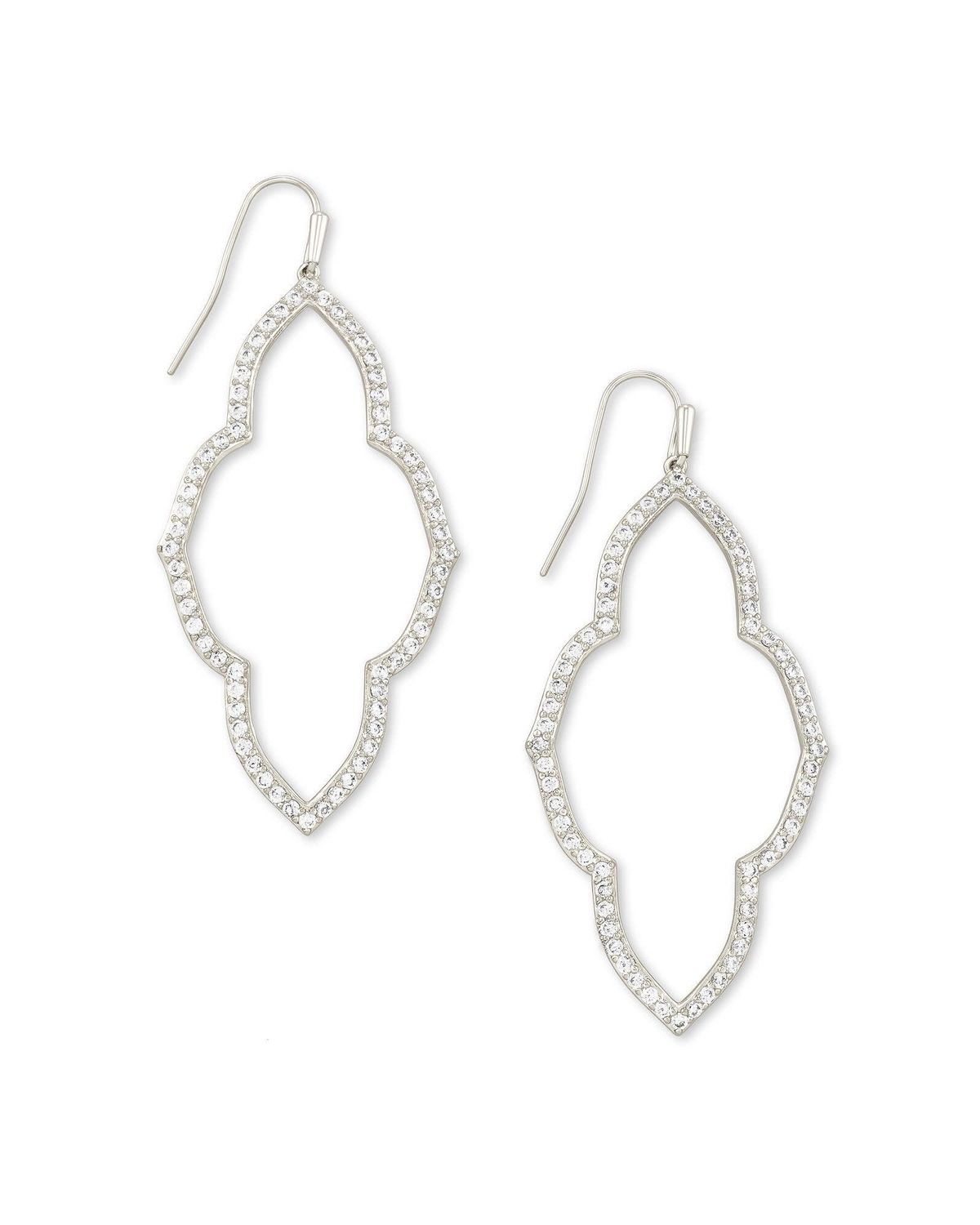 ABBIE OPEN FRAME EARRING RHODIUM METAL