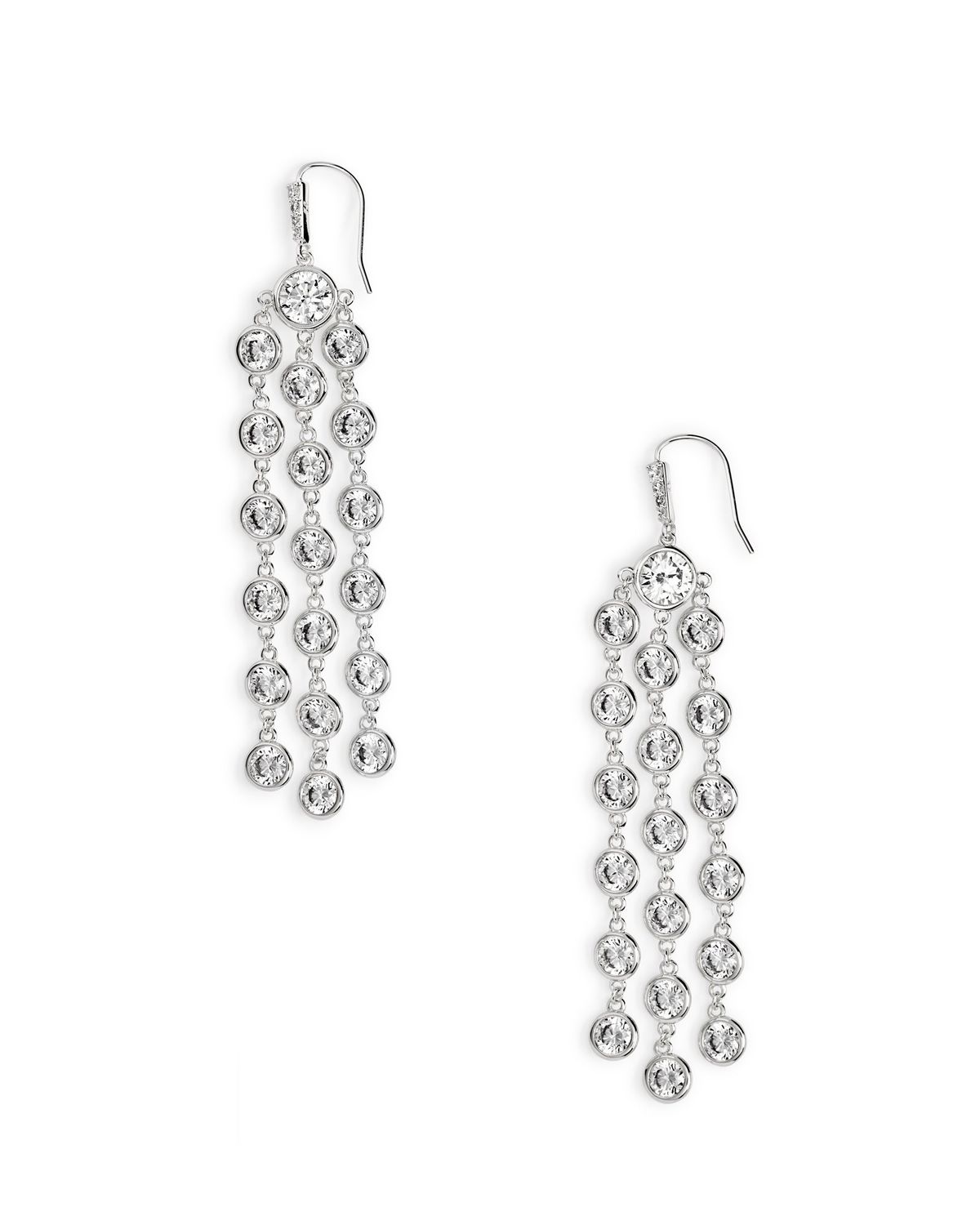 DAYA EARRING RHODIUM METAL WHITE CZ