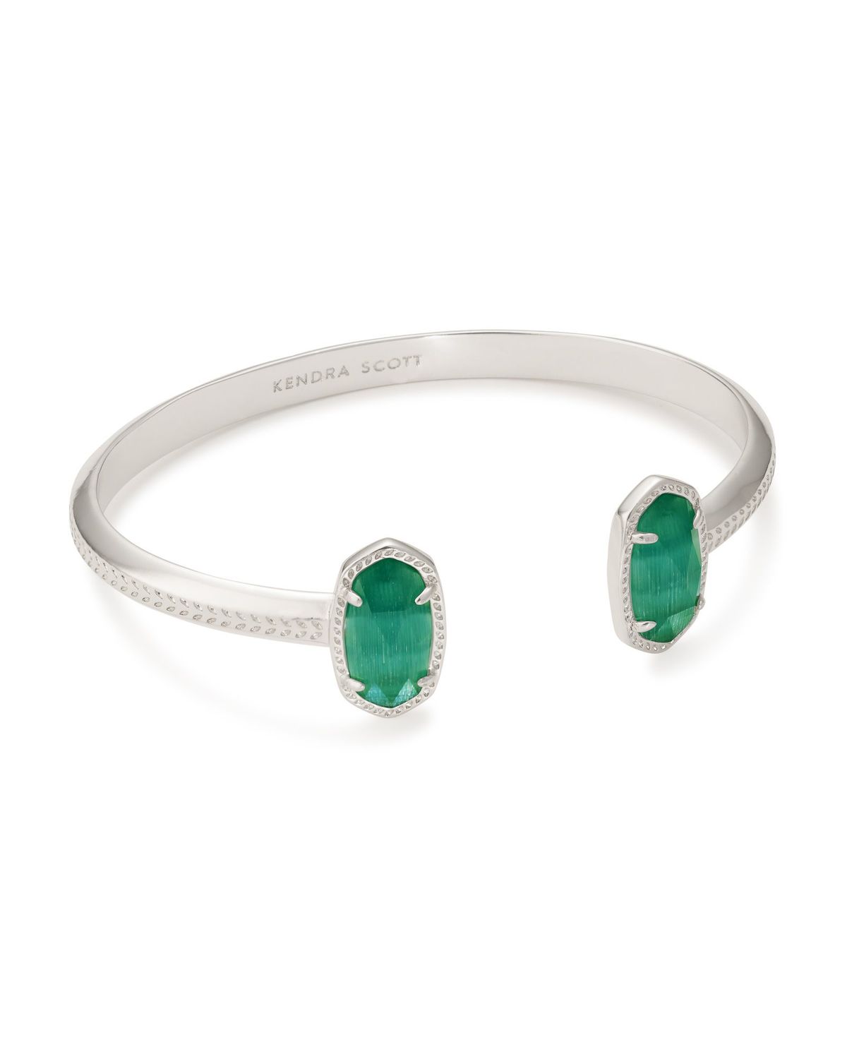 ELTON BRACELET RHODIUM EMERALD CATS E