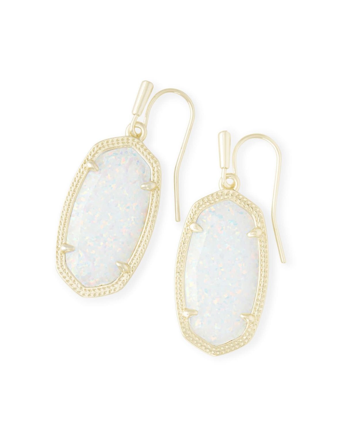DANI EARRING GOLD WHITE OPAL