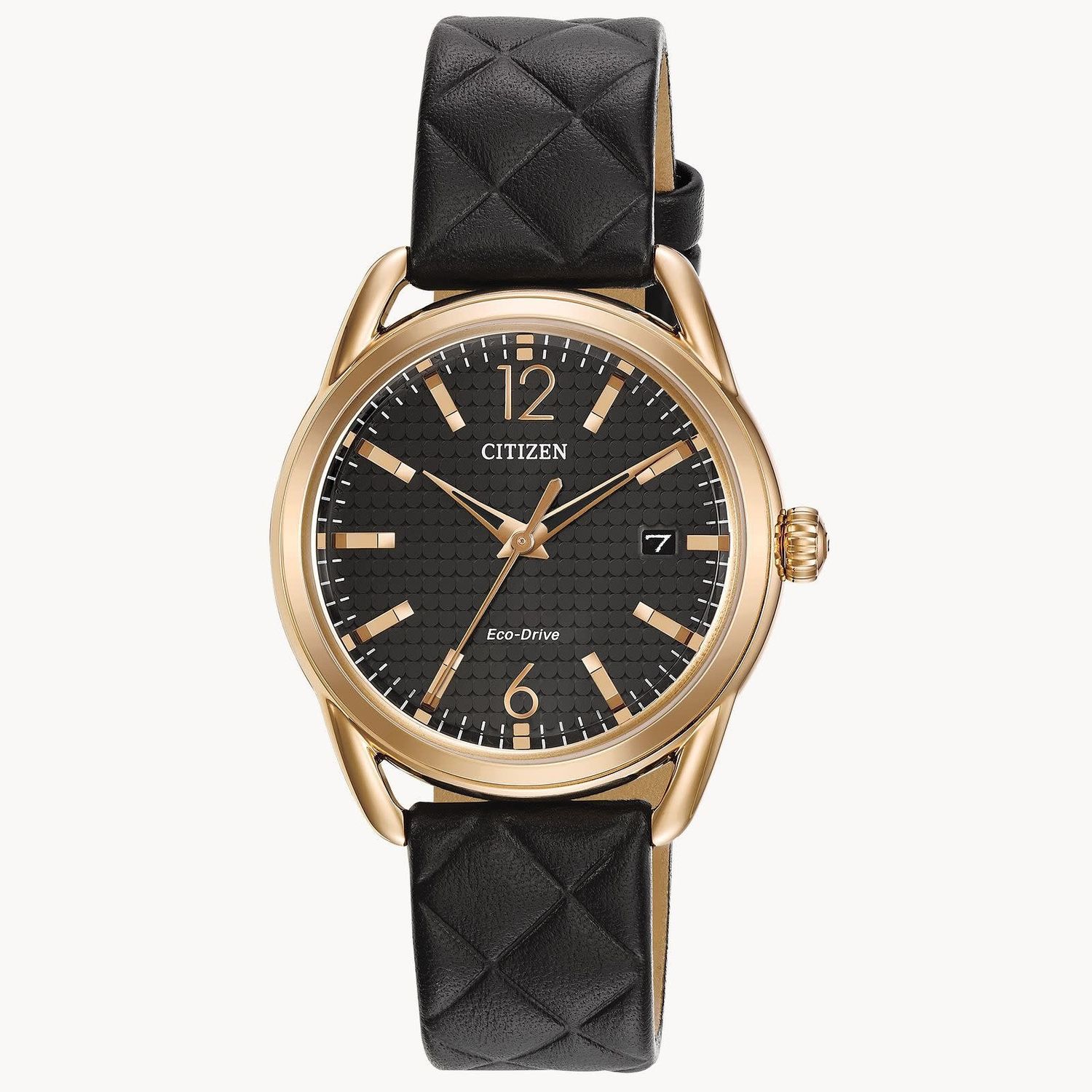 Ladies Black Leather Black Face Watch