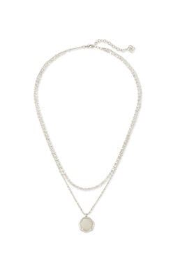 CYNTHIA MULTI STRAND NECKLACE RHODIUM IRIDESCENT DRUS