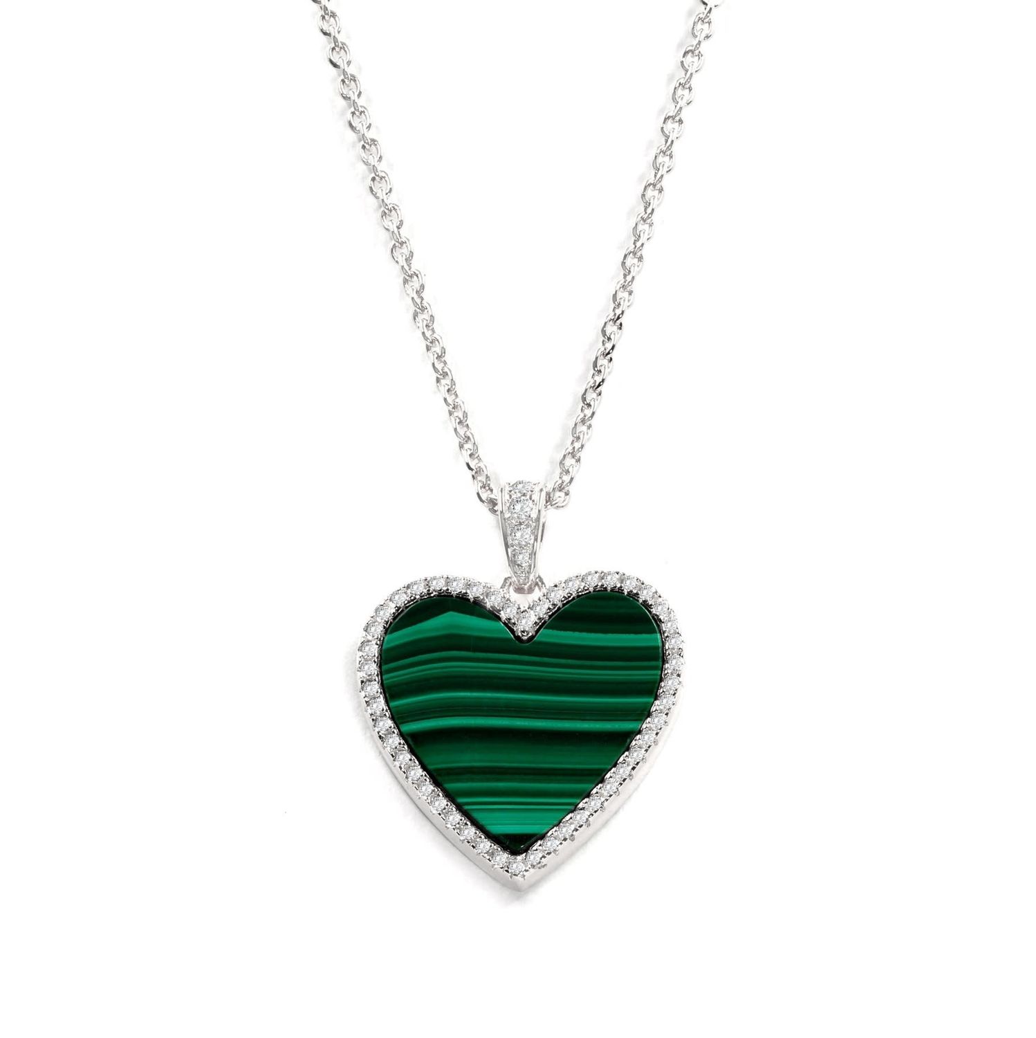 Silver Green House of Cards Necklace
