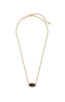 BAROQUE ELISA PENDANT NECKLACE GOLD BLACK BANDED AGATE