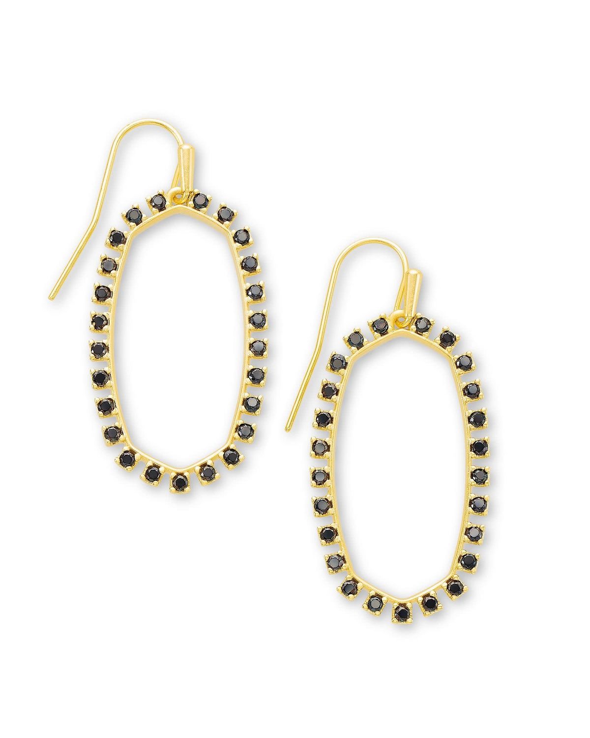 ELLE OPEN FRAME EARRING GOLD BLACK SPINEL