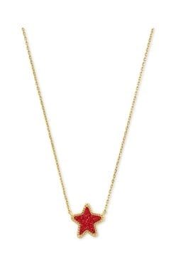 JAE STAR SHORT PENDANT GOLD RED DRUSY