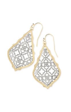 Addie Gold Drop Earrings In Silver Filigree Mix
