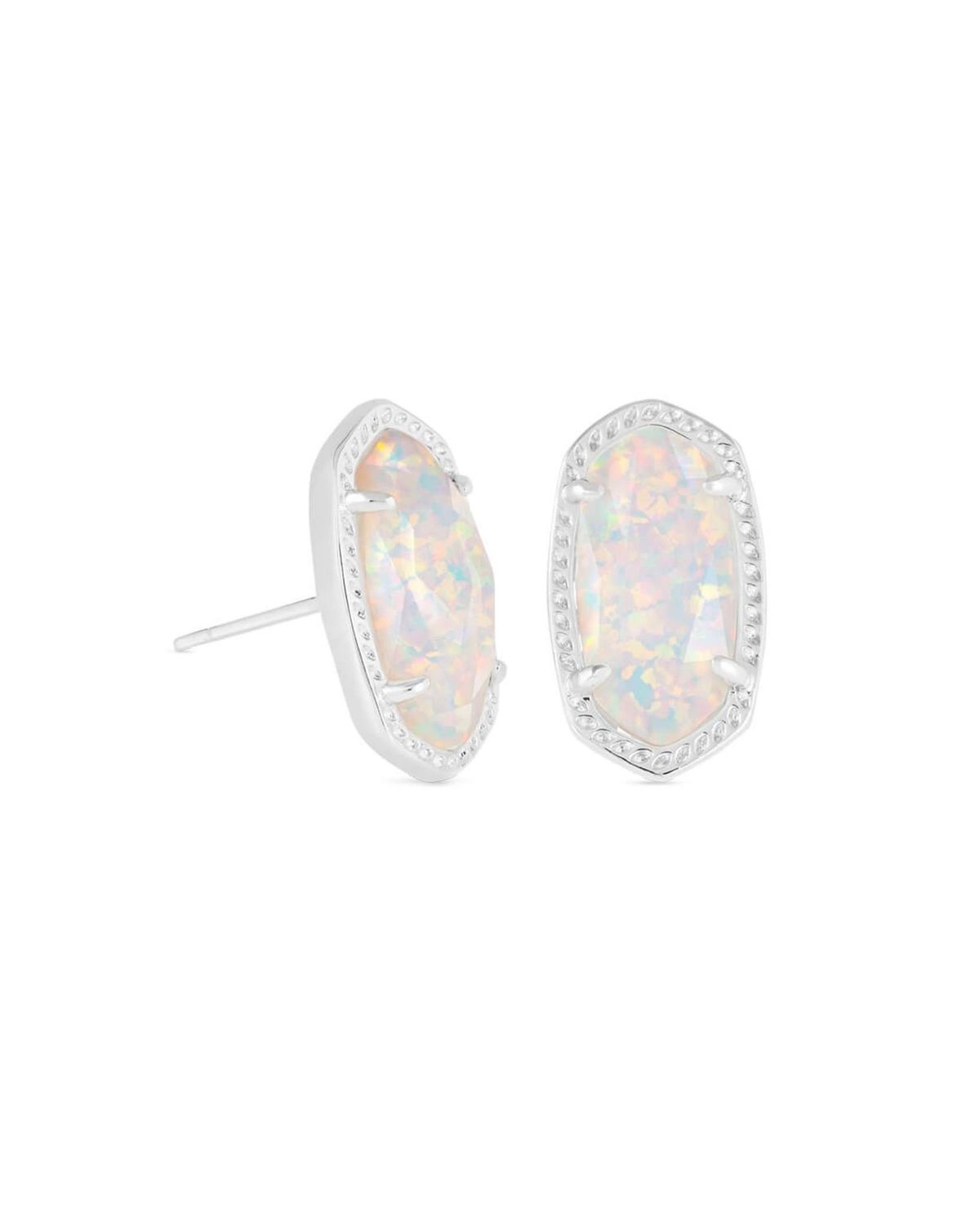 ELLIE EARRING RHODIUM WHITE OPAL