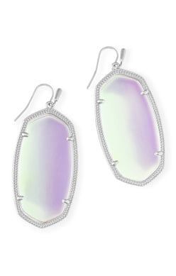 DANIELLE EARRING RHODIUM DICHROIC GLASS