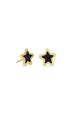 JAE STAR STUD EARRING GOLD BLACK DRUSY