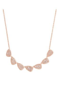 SUSANNA MULTI STONE NECKLACE ROSE GOLD SAND DRUSY