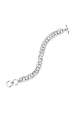 DOUBLE LINK CHAIN BRACELET RHODIUM METAL