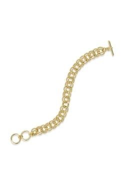 DOUBLE LINK CHAIN BRACELET GOLD METAL