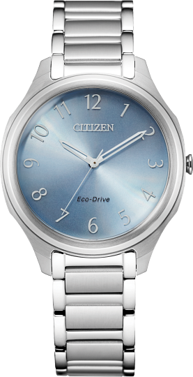 Ladies Stainless Steel Silver Band with Blue Face