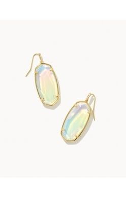 FACETED ELLE DROP EARRING GOLD IRIDESCENT OPALITE