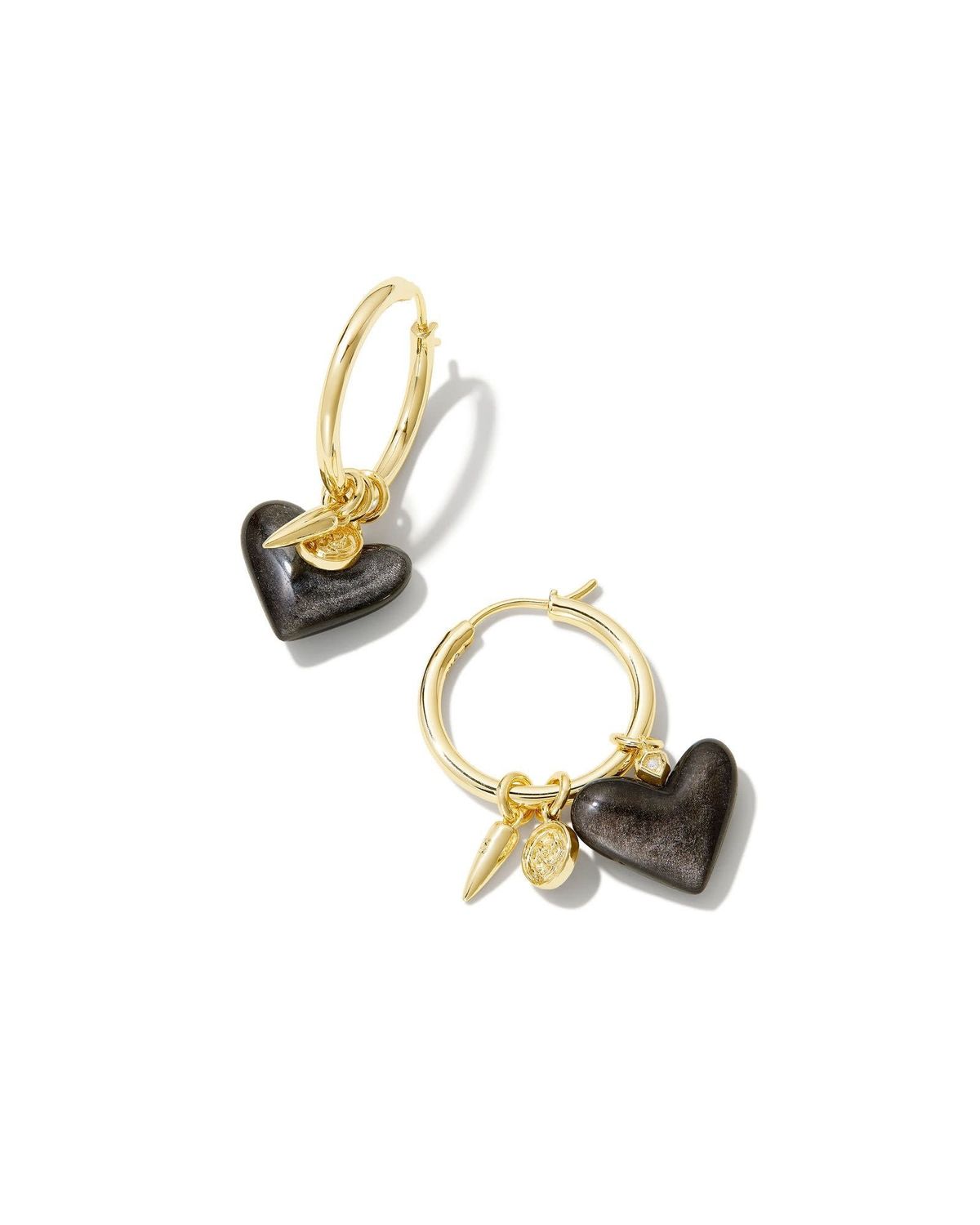FRANKIE CHARM HOOP EARRINGS GOLD BLACK OBSIDIAN