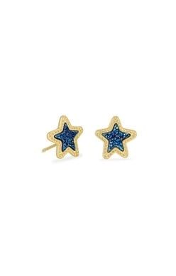 JAE STAR STUD EARRING GOLD BLUE DRUSY