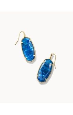 FACETED ELLE DROP EARRING GOLD NAVY ABALONE
