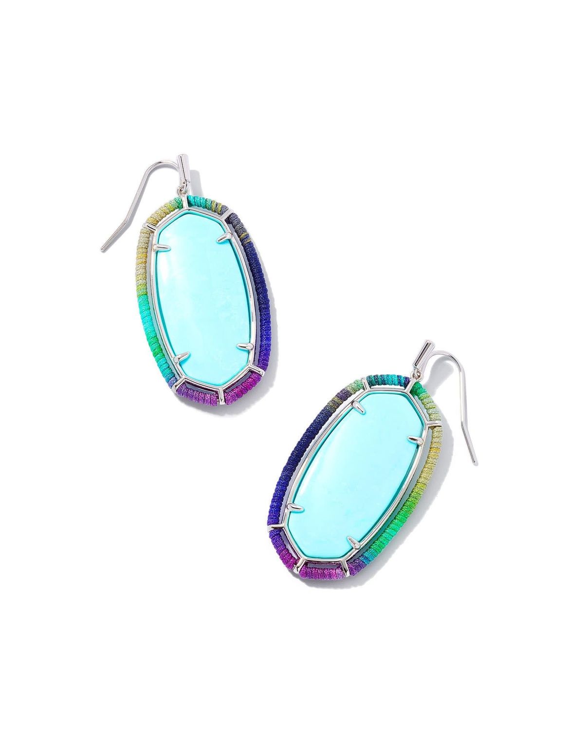 THREADED ELLE DROP EARRINGS RHODIUM BLUE MIX
