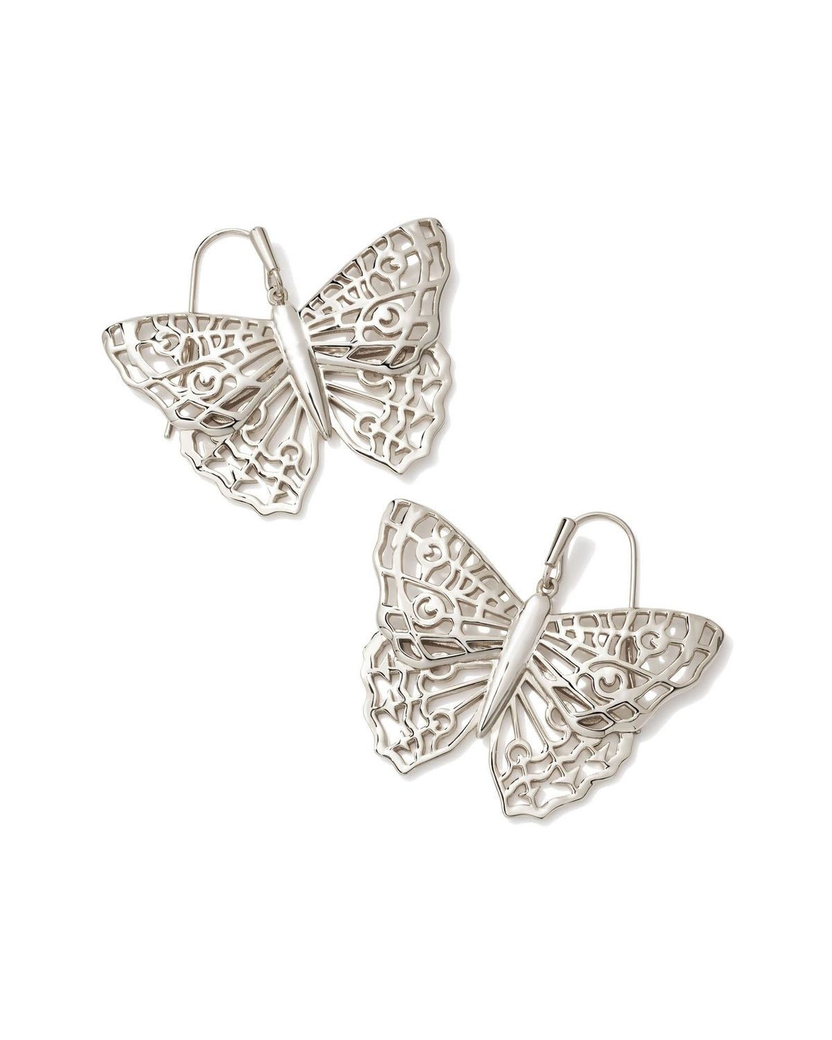 HADLEY BUTTERFLY DROP EARRINGS RHODIUM METAL