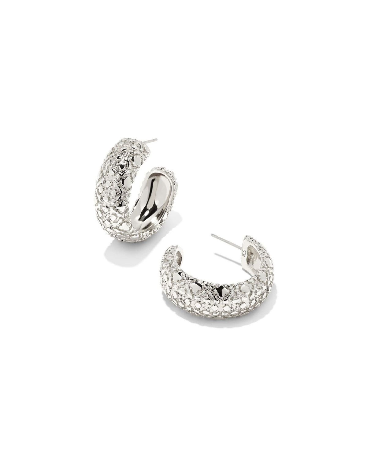 HARPER SMALL HOOP EARRINGS RHODIUM METAL