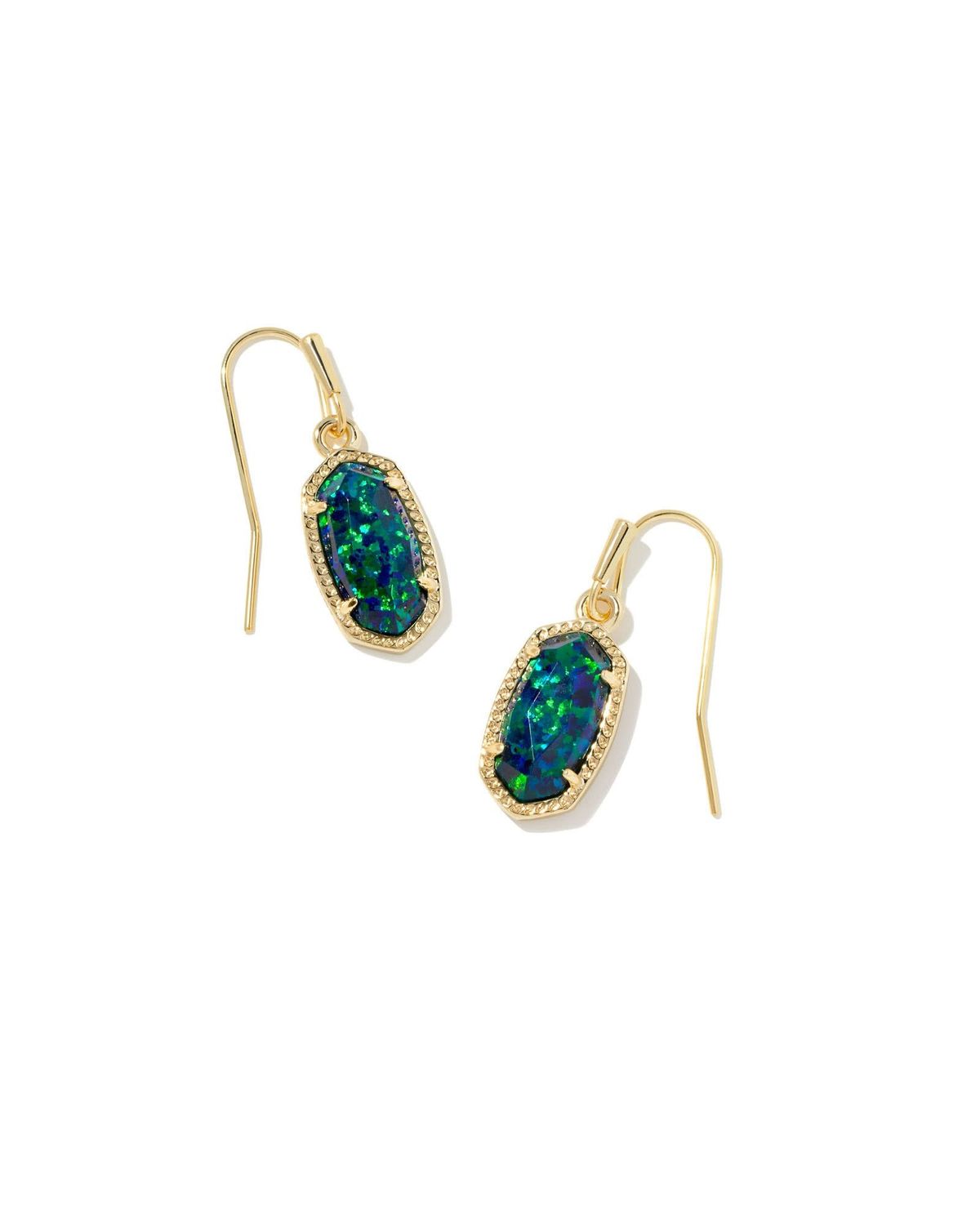 LEE DROP EARRINGS GOLD NIGHT OPAL