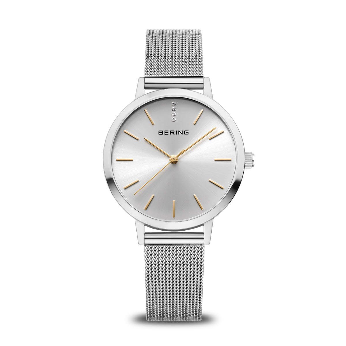 Ladies Bering Silver Band with Two Tone Face