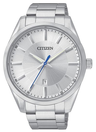 Mens Silver Stainless Steel Band with White Face