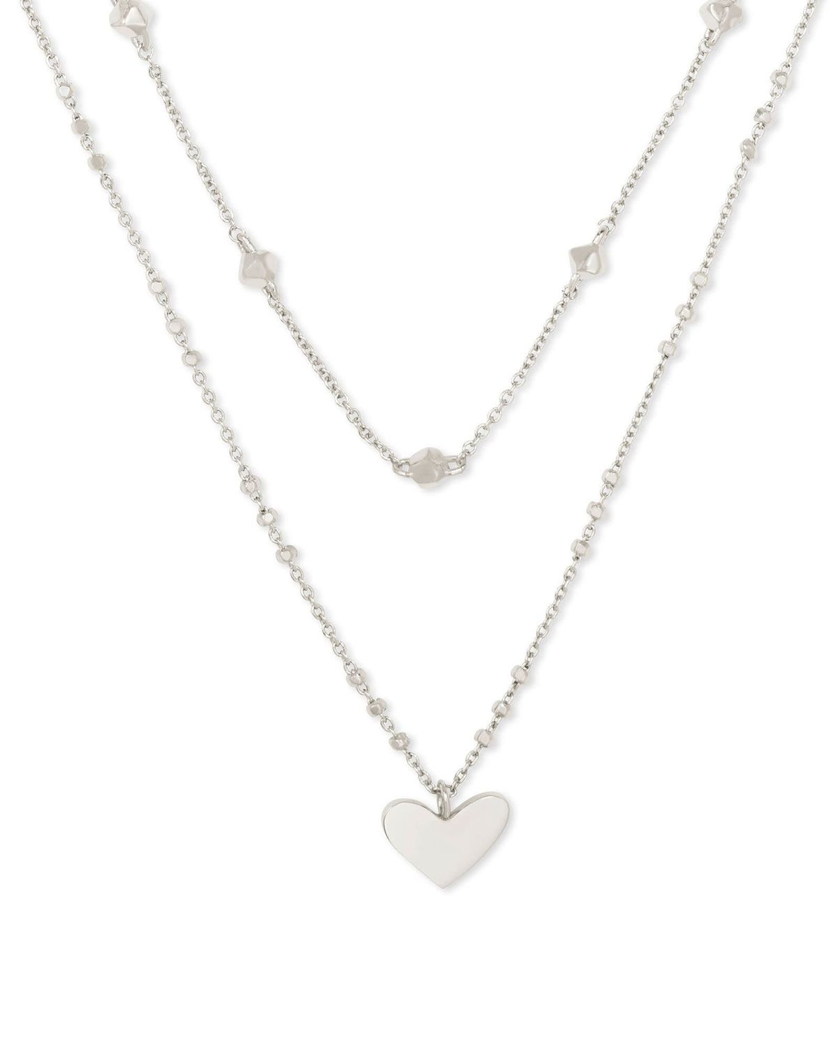ARI HEART MULTI STRAND NECKLACE SILVER