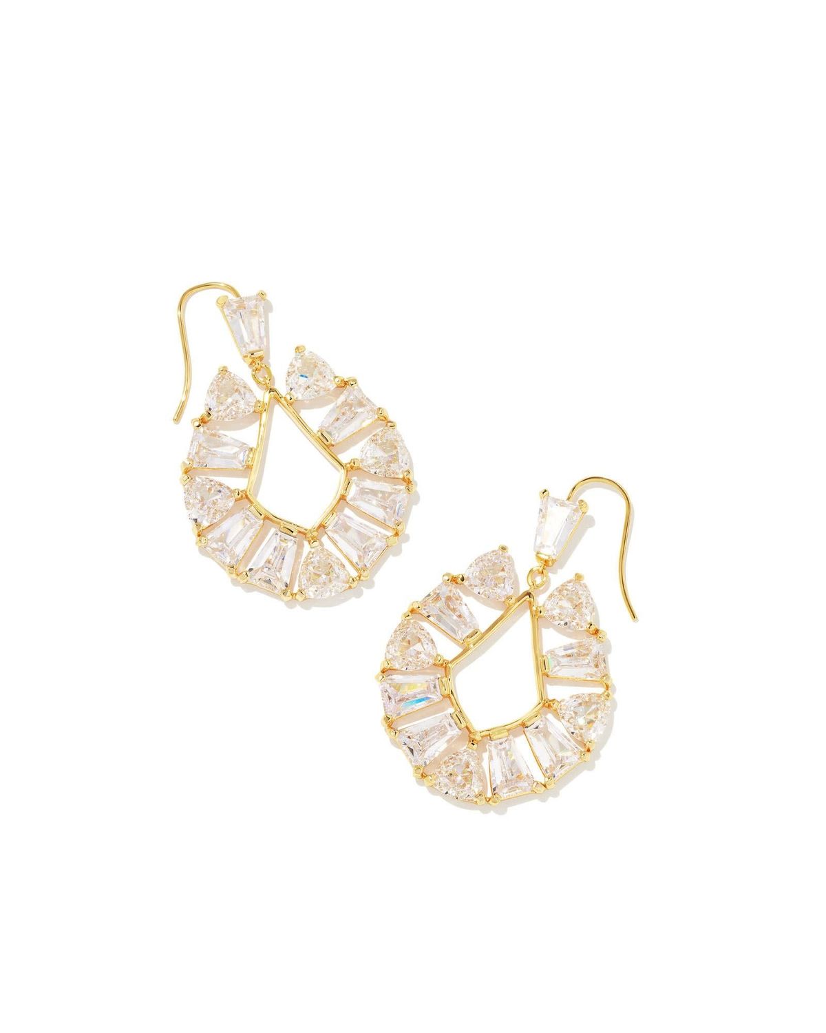 BLAIR JEWEL OPEN FRAME EARRINGS GOLD WHITE CRYSTAL