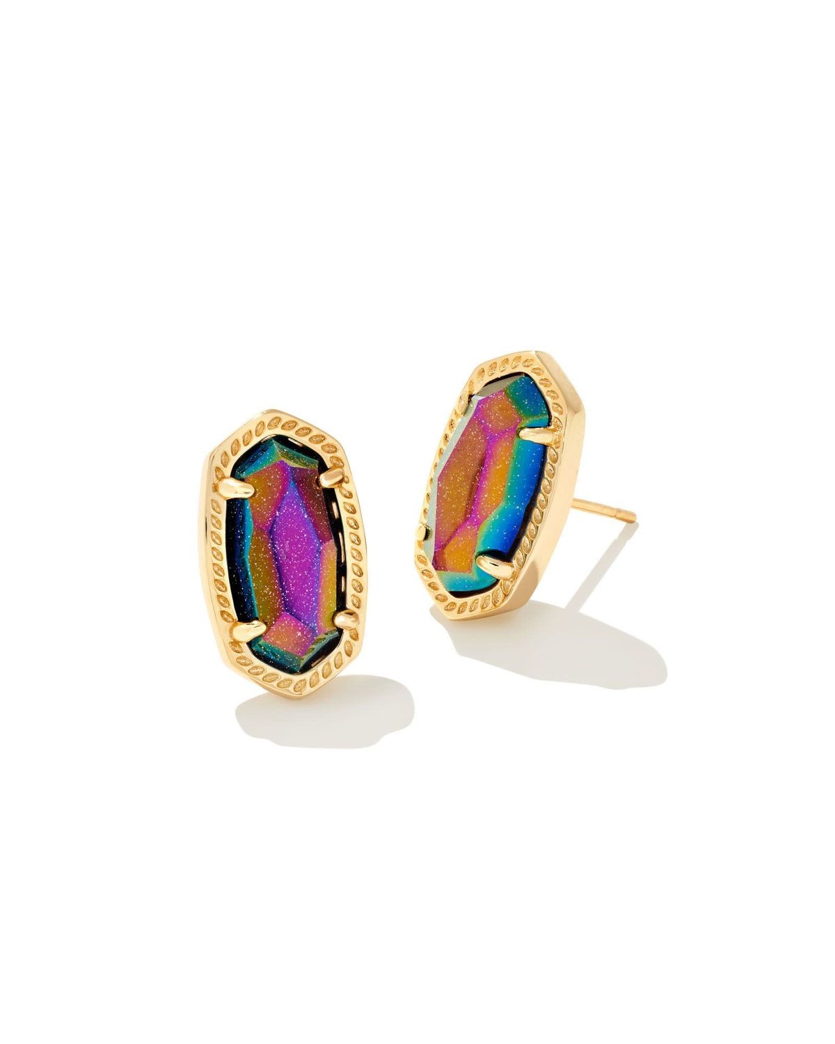 ELLIE STUD EARRINGS GOLD IRIDESCENT BLUE GOLD