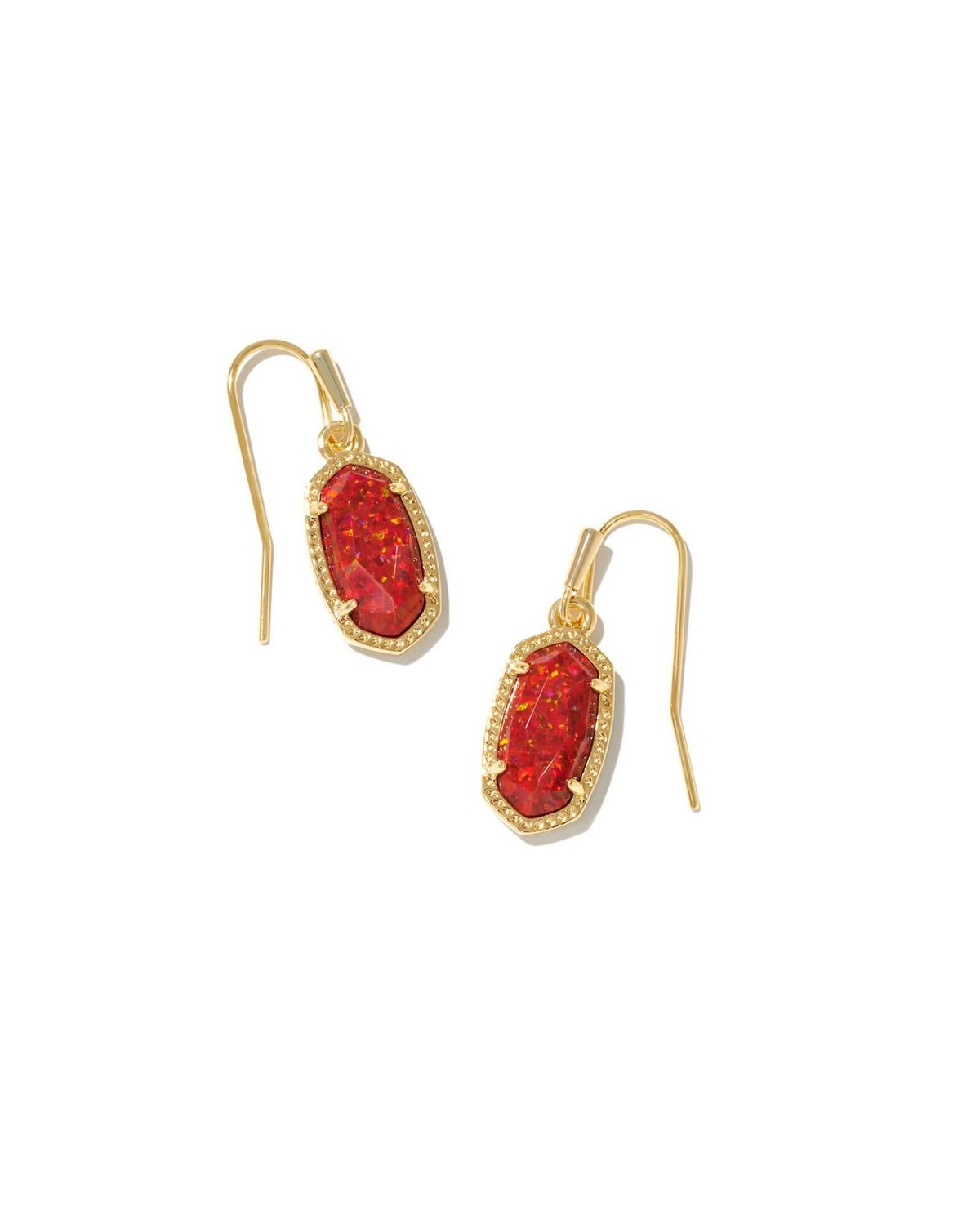 LEE DROP EARRINGS GOLD RED KYOCERA OPAL