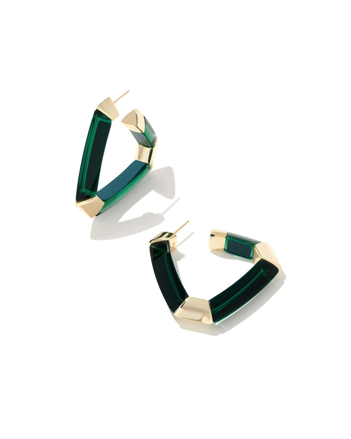 ARDEN STATEMENT HOOP EARRINGS GOLD EMERALD MIX