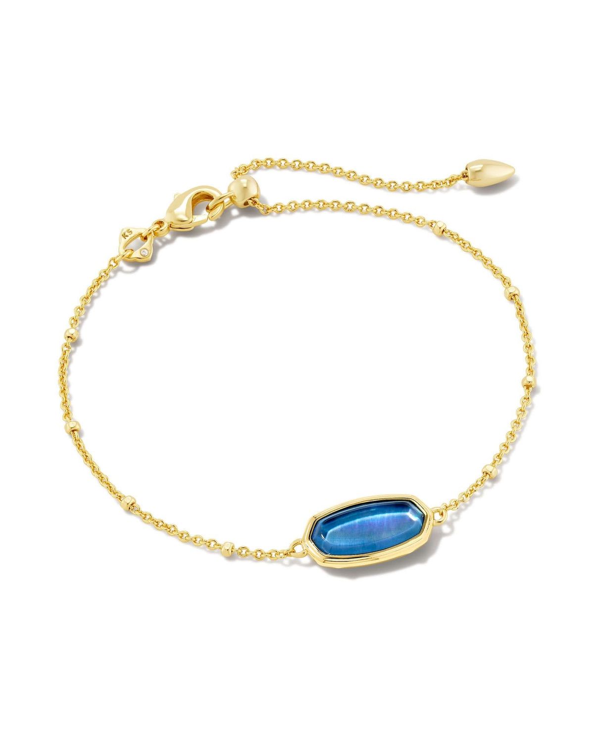 FRAMED ELAINA DELICATE CHAIN BRACELET GOLD DARK BLUE MOTHER OF PEARL