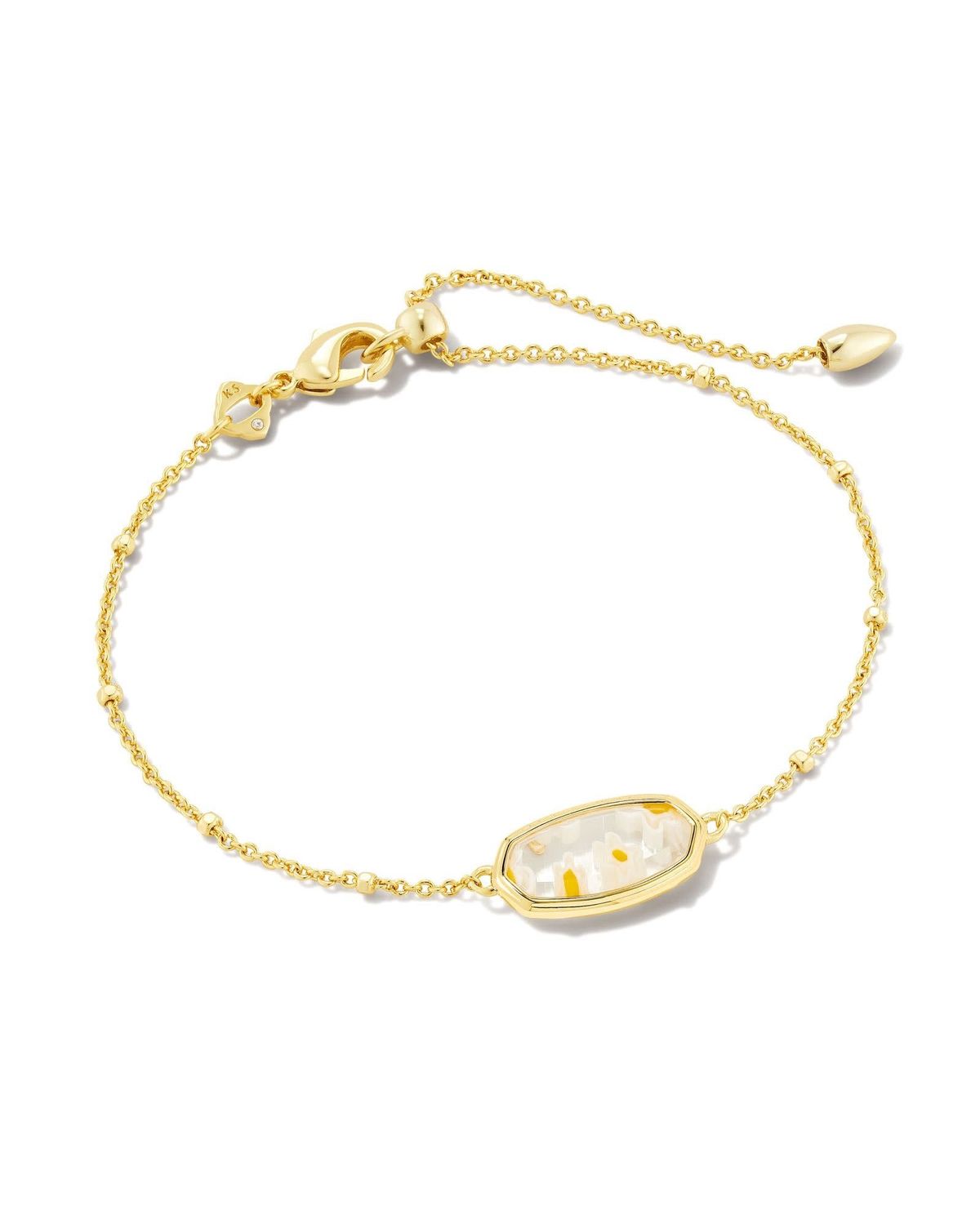 FRAMED ELAINA DELICATE CHAIN BRACELET GOLD WHITE MOSIAC GLASS