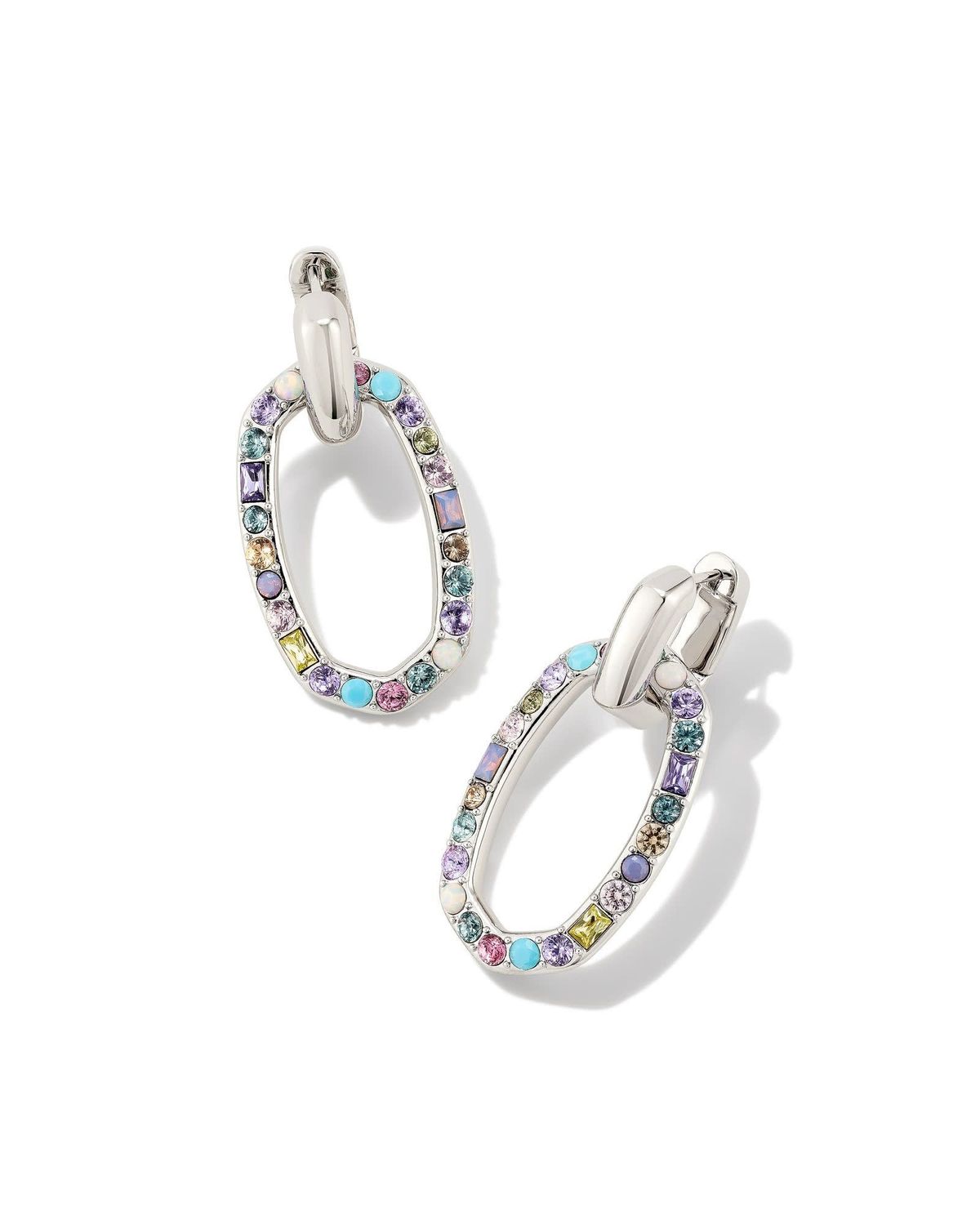 DEVIN CRYSTAL LINK EARRINGS RHODIUM PASTEL MIX CRYSTA