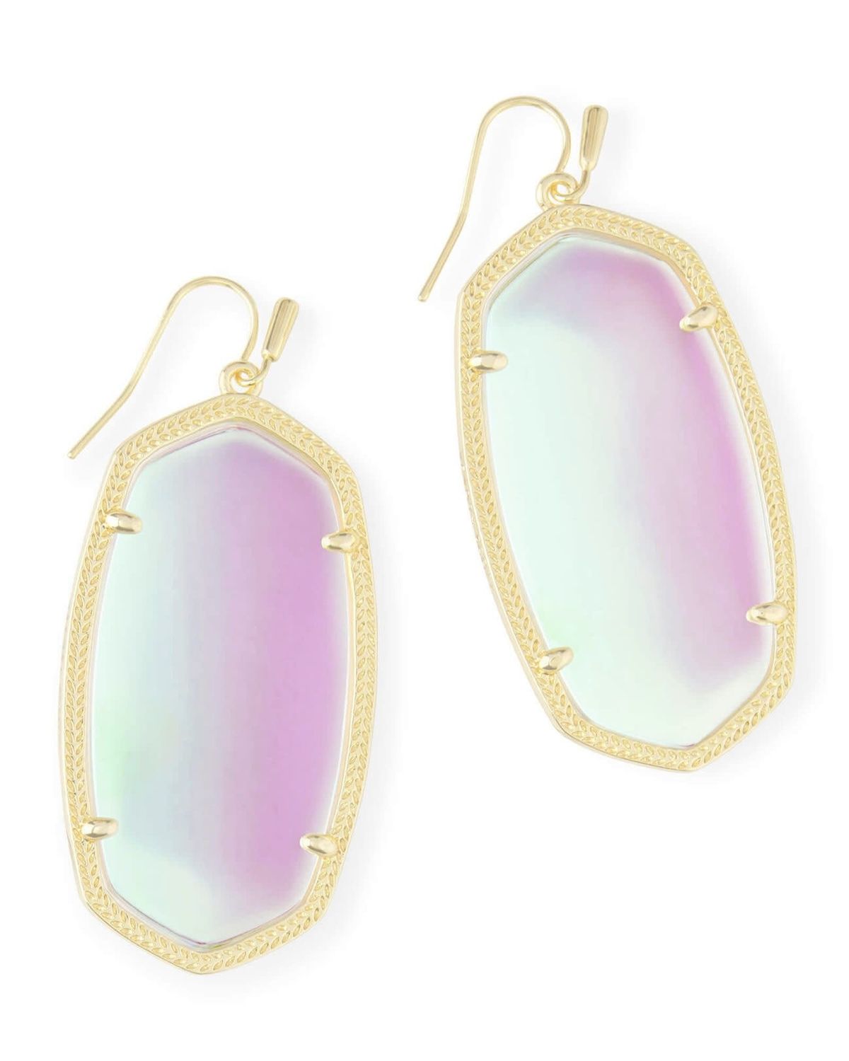 DANIELLE STATEMENT EARRINGS GOLD DICHROIC GLASS