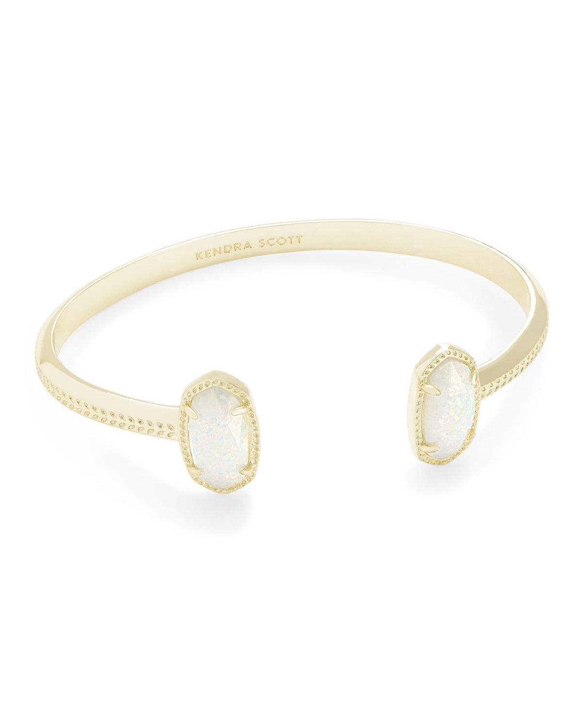 ELTON CUFF BRACELET GOLD WHITE OPAL