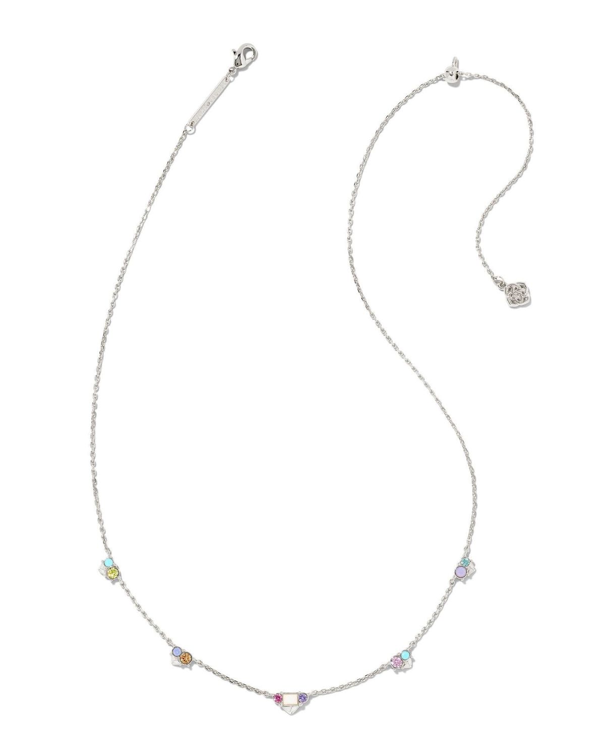 DEVIN CRYSTAL STRAND NECKLACE RHODIUM PASTEL MIX CRYSTA