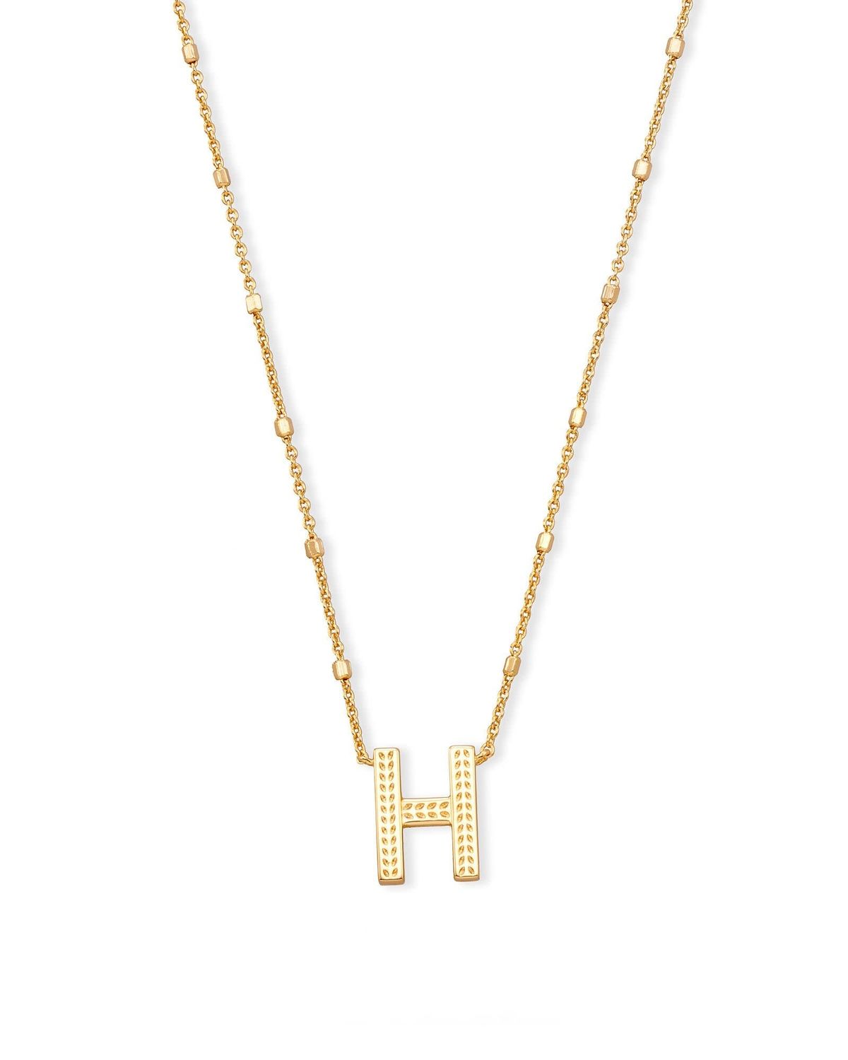 LETTER H PENDANT NECKLACE GOLD METAL