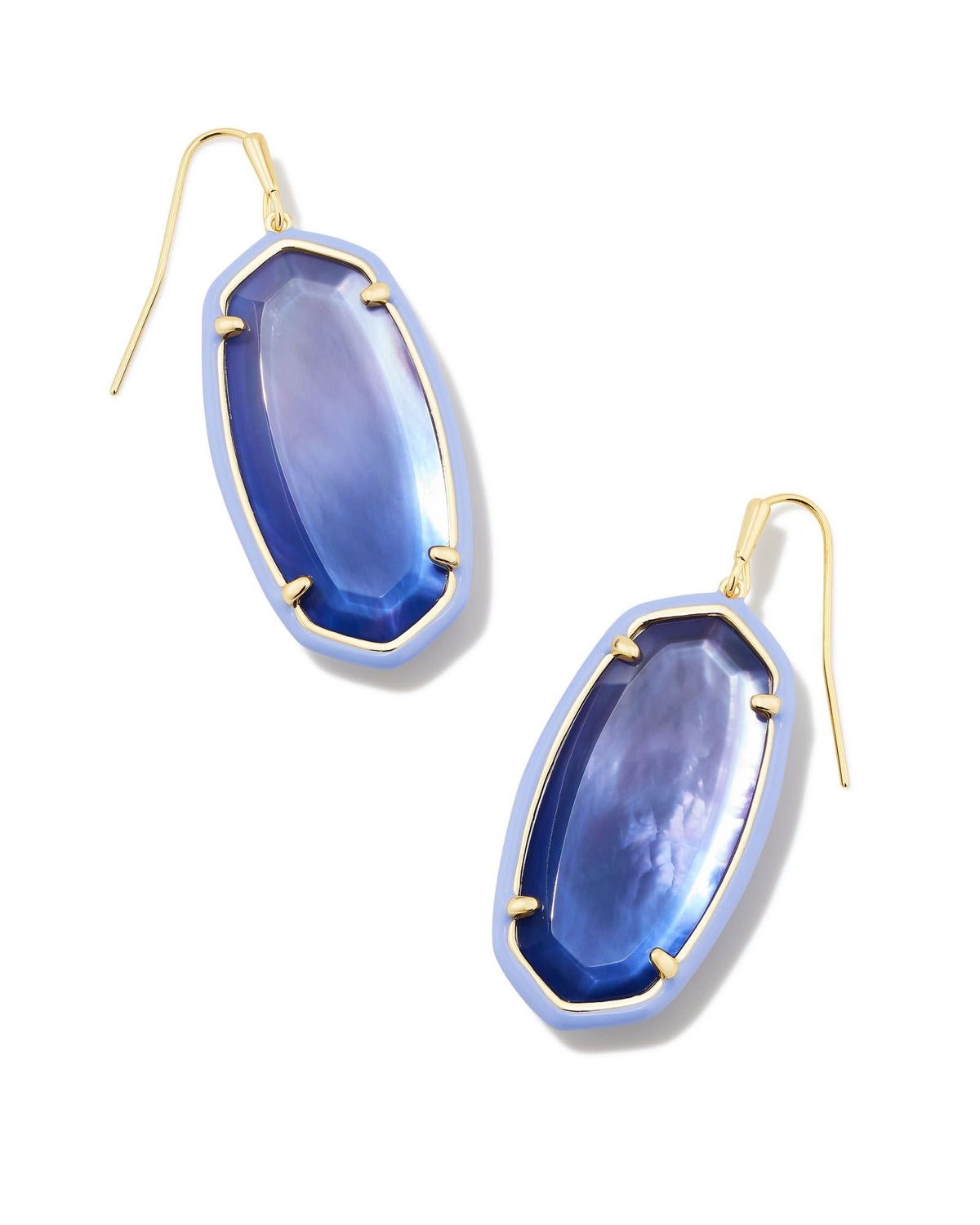 ELLE ENAMEL FRAME DROP EARRINGS GOLD DARK LAVENDER OMBRE