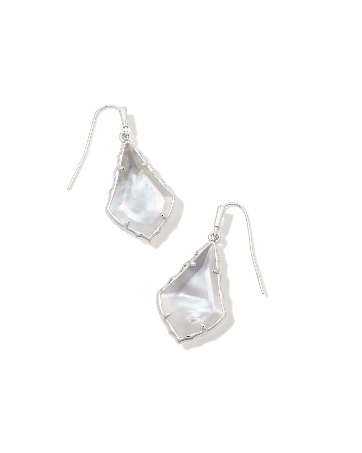 SMALL FACETED ALEX DROP EARRINGS SILVER IVORY MOTHER OF PEARL