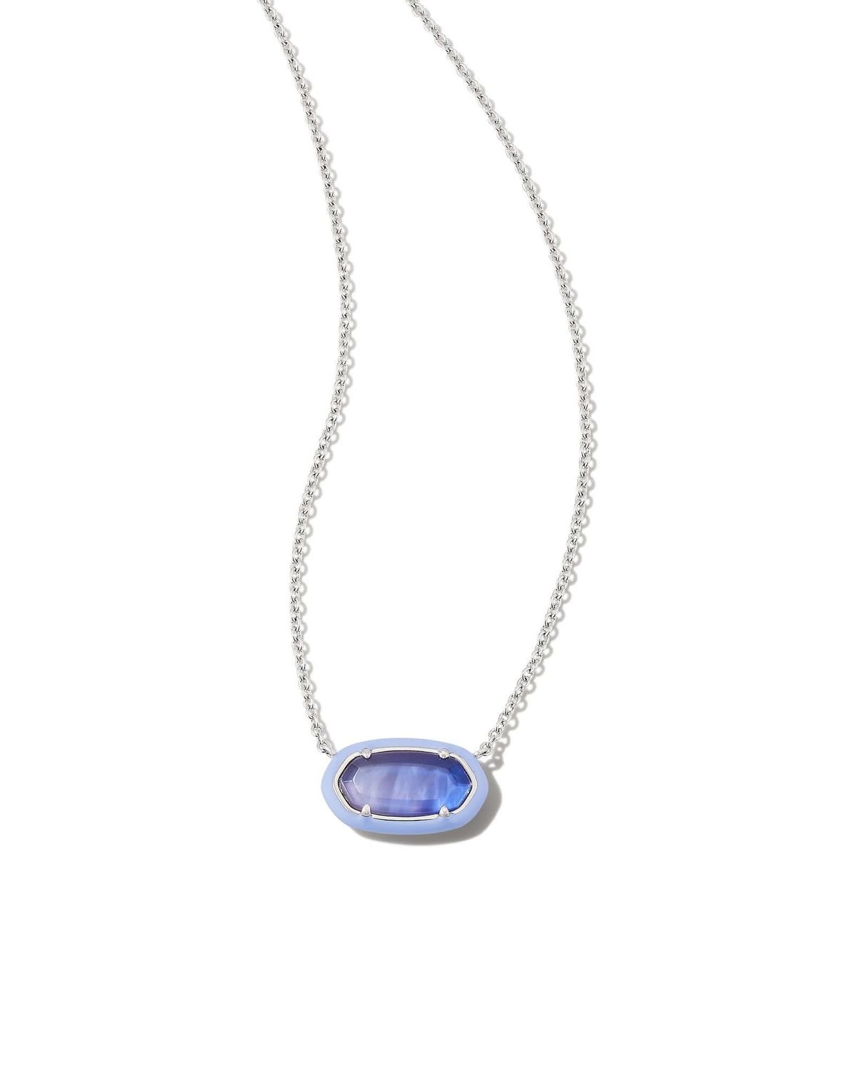 ELISA ENAMEL FRAME SHORT PENDANT NECKLACE RHODIUM DARK LAVENDER O